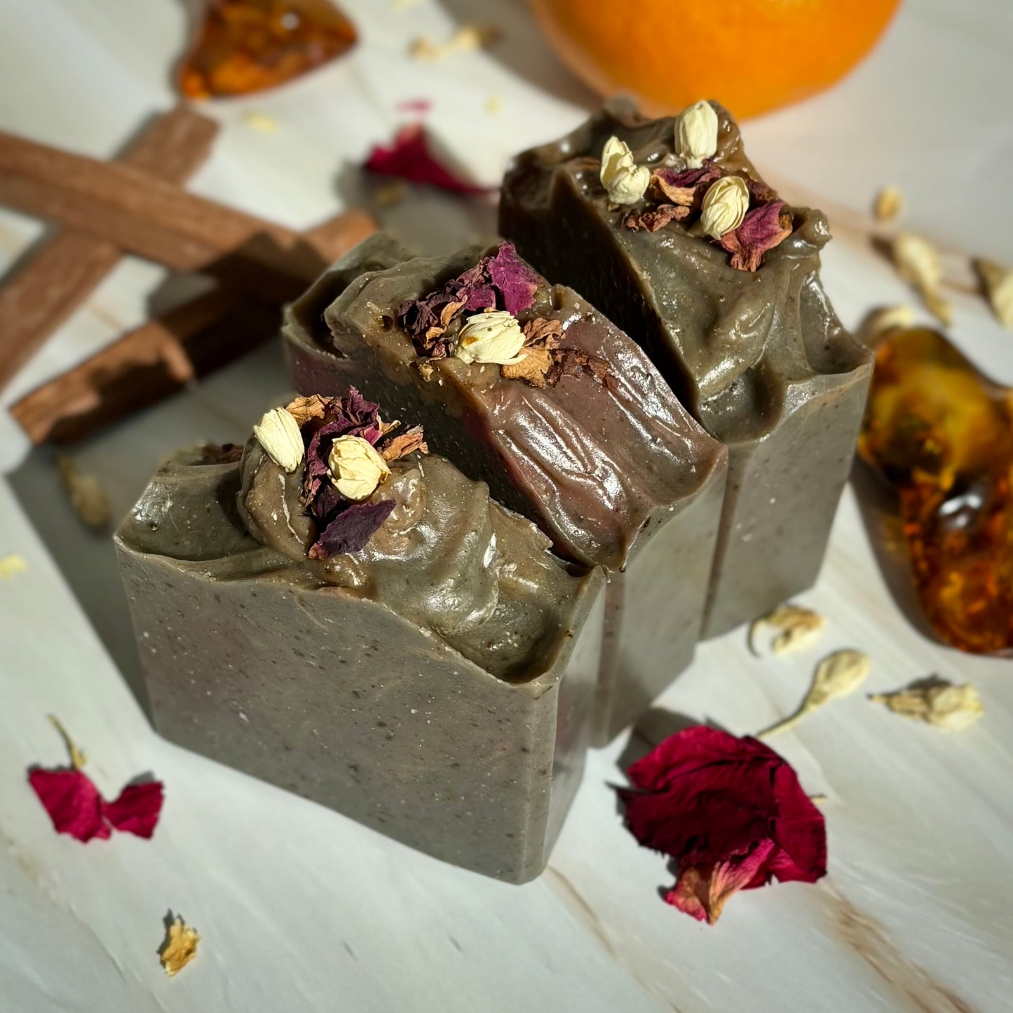 Handcrafted Artisan Soap, Handmade Natural Face Cleansing Bar, BLACK ORCHID & AMBER   Luxury Scented Body Soap