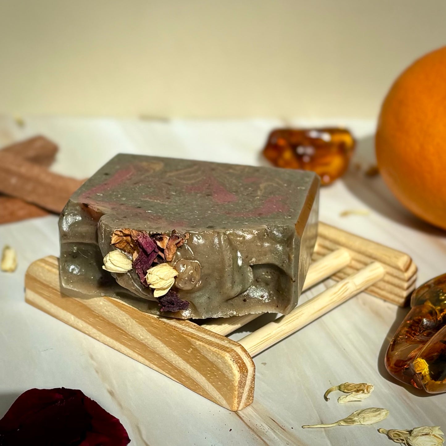 Handcrafted Artisan Soap, Handmade Natural Face Cleansing Bar, BLACK ORCHID & AMBER   Luxury Scented Body Soap