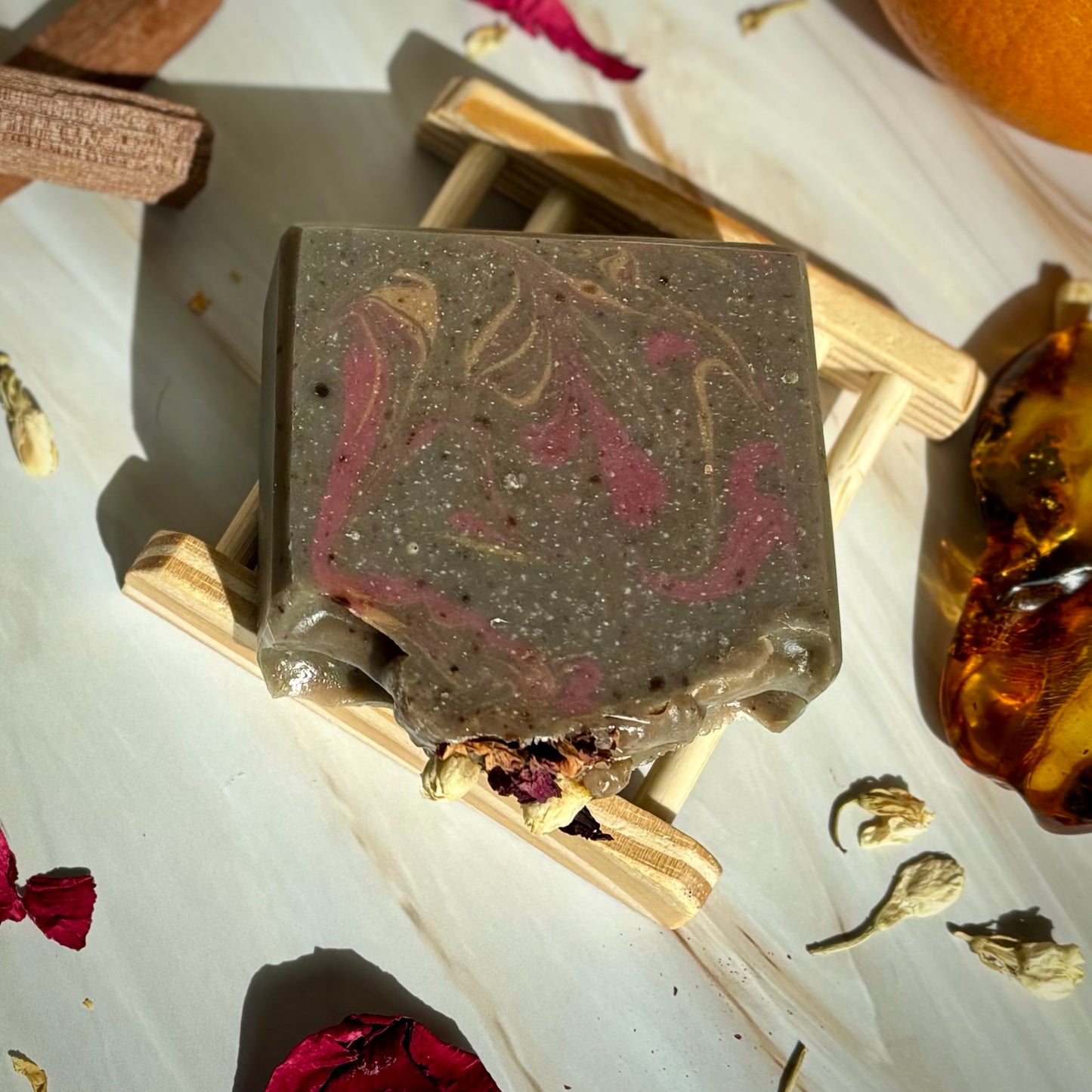 Handcrafted Artisan Soap, Handmade Natural Face Cleansing Bar, BLACK ORCHID & AMBER   Luxury Scented Body Soap