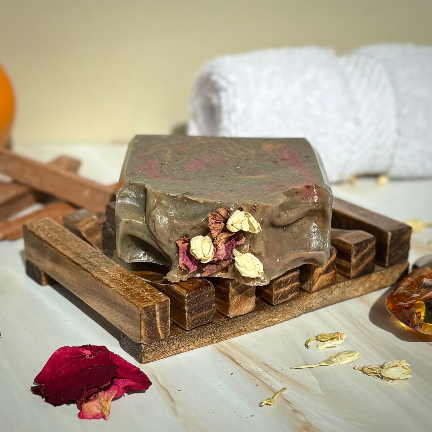 Handcrafted Artisan Soap, Handmade Natural Face Cleansing Bar, BLACK ORCHID & AMBER   Luxury Scented Body Soap