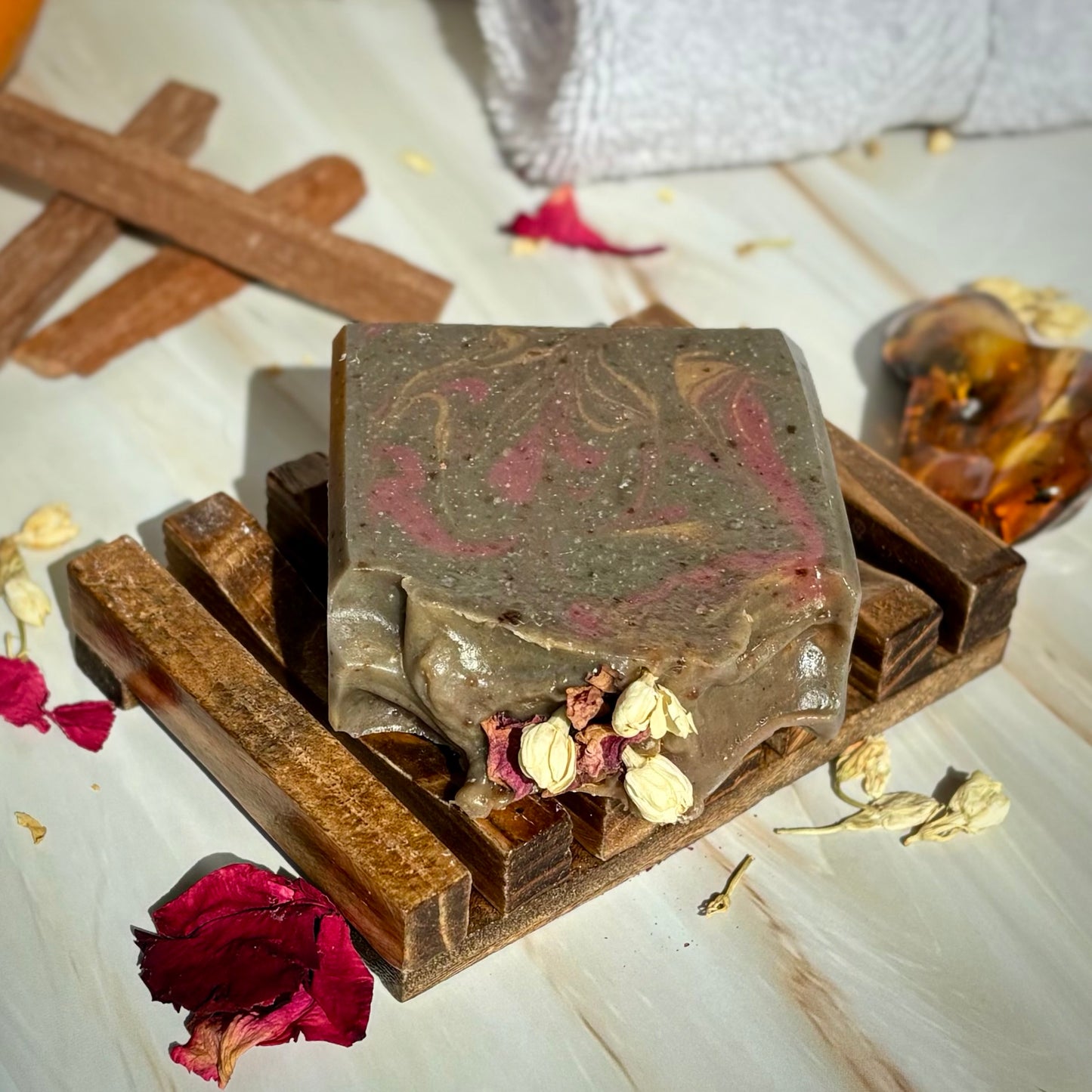 Handcrafted Artisan Soap, Handmade Natural Face Cleansing Bar, BLACK ORCHID & AMBER   Luxury Scented Body Soap