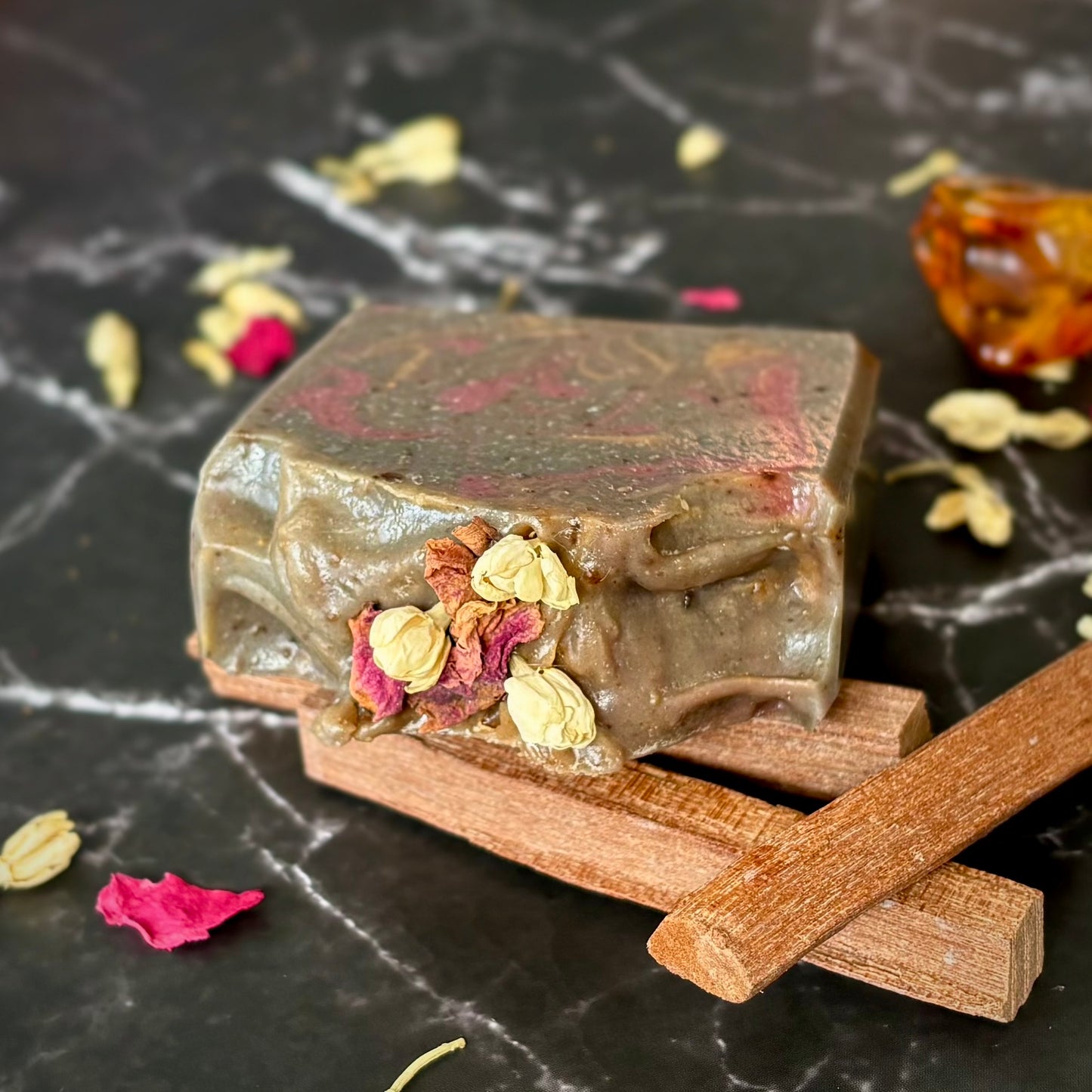 Handcrafted Artisan Soap, Handmade Natural Face Cleansing Bar, BLACK ORCHID & AMBER   Luxury Scented Body Soap