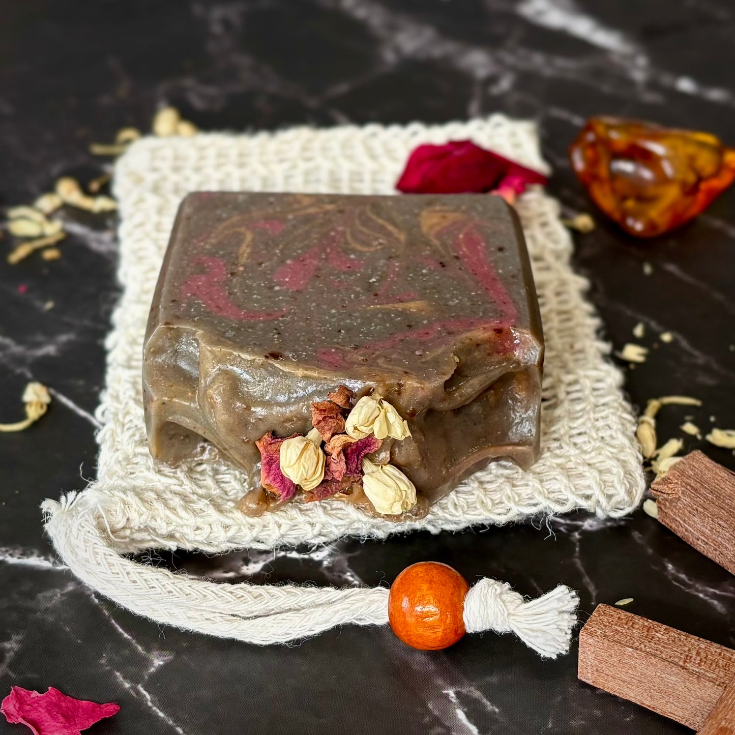 Handcrafted Artisan Soap, Handmade Natural Face Cleansing Bar, BLACK ORCHID & AMBER   Luxury Scented Body Soap