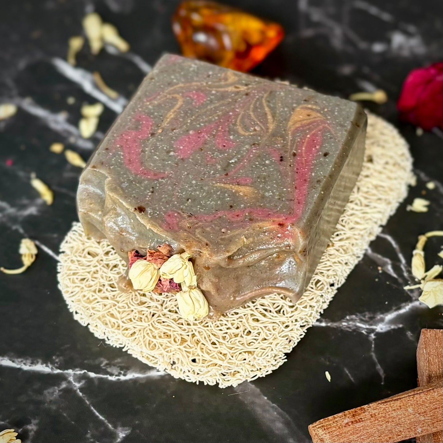 Handcrafted Artisan Soap, Handmade Natural Face Cleansing Bar, BLACK ORCHID & AMBER   Luxury Scented Body Soap